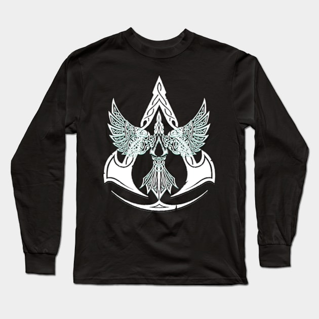 Valhalla Odin crow Long Sleeve T-Shirt by LakarDesign